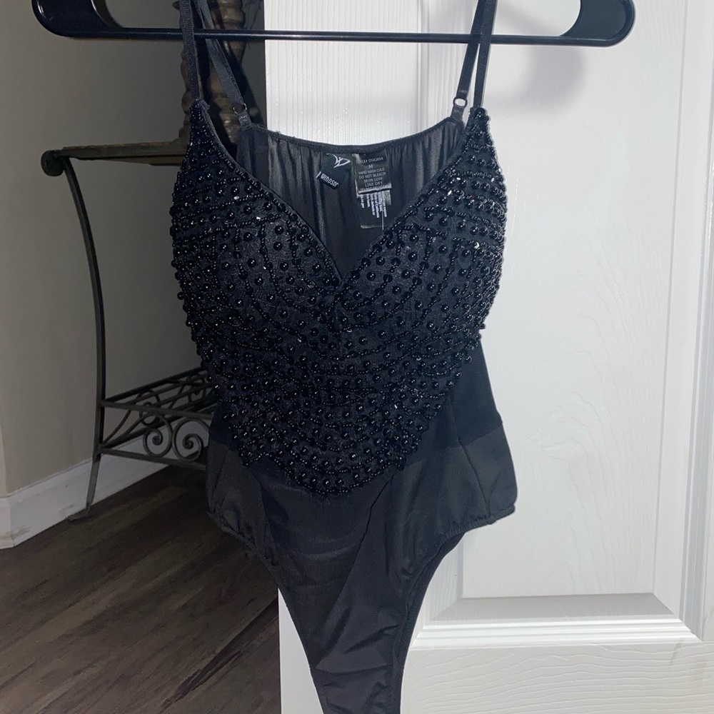 Windsor Black Beaded Body Suit